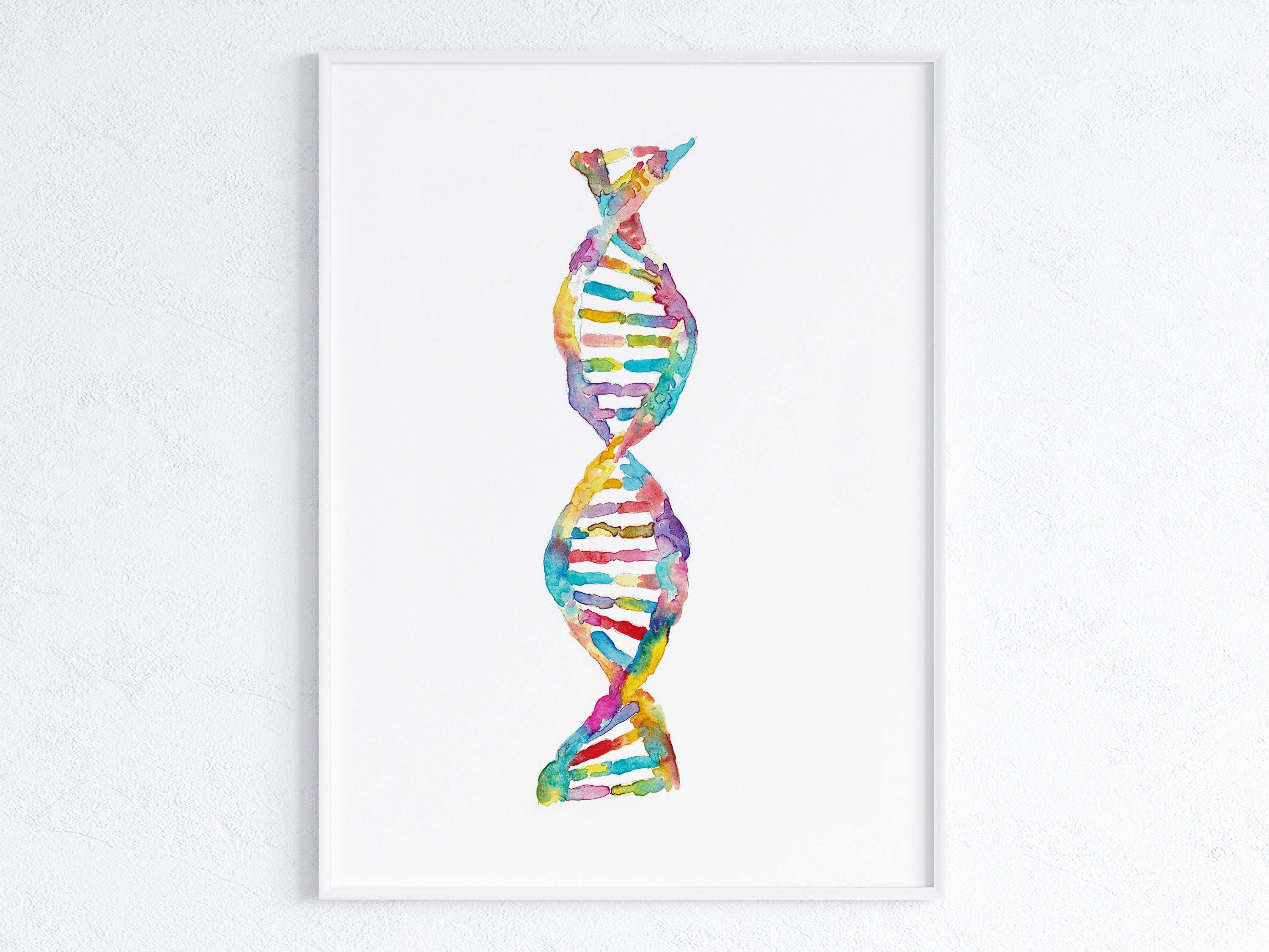 DNA Genetic Art Print, Dna Helix Genetic Watercolor, Abstract Dna