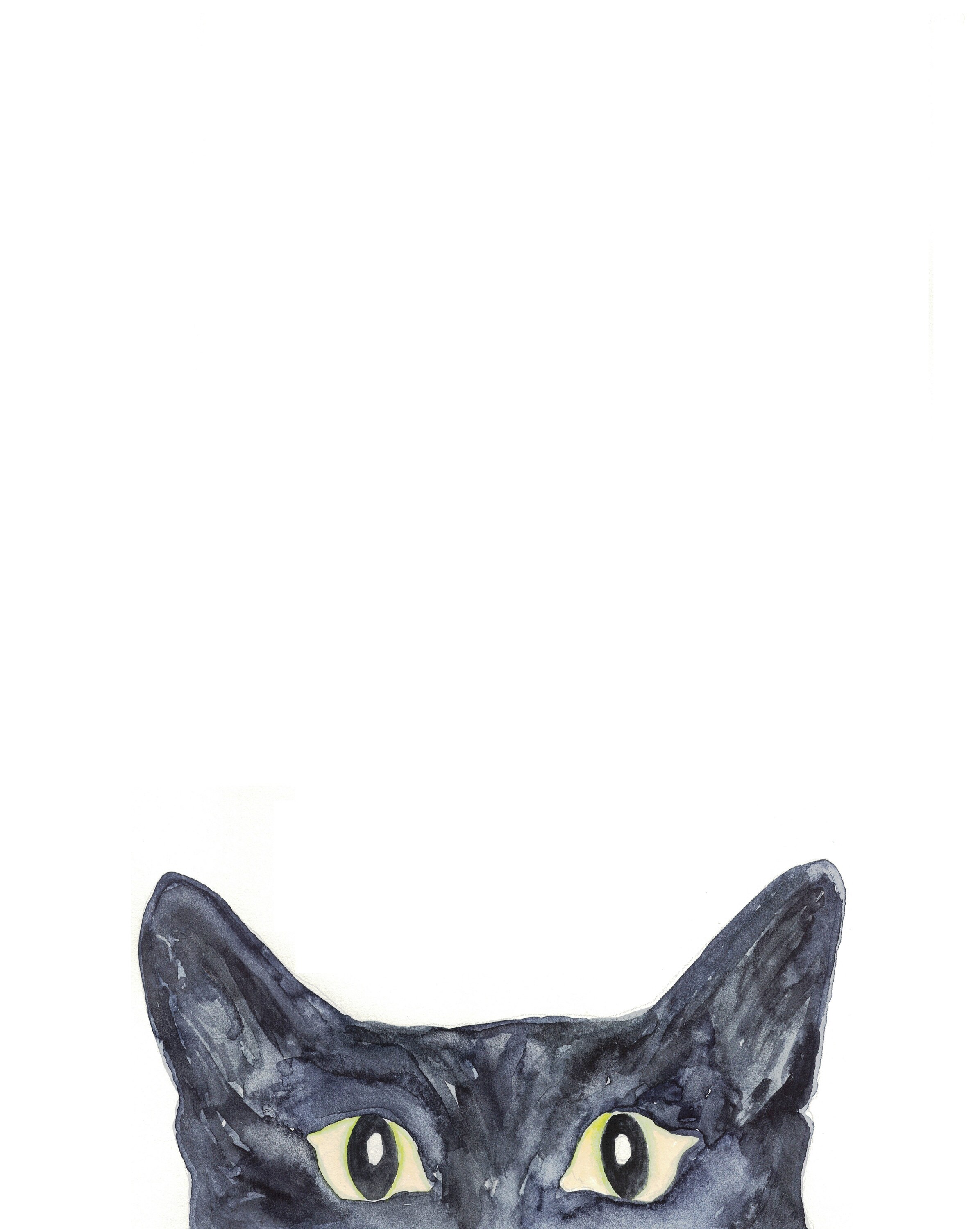 Set of 2 Black Cat Peeking Painting Wall Poster Watercolor Art Colorful ...