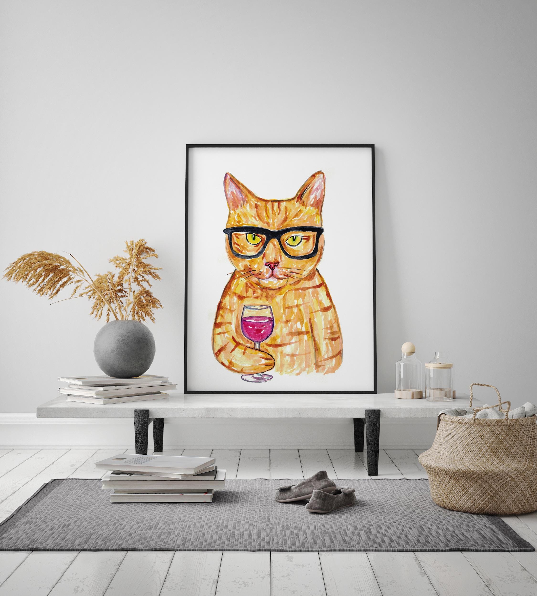 絵画。原画☆キャンバスF6【かわいい猫2匹とビールを飲みます】 絵画。原画☆キャンバスF6【かわいい猫2匹とビールを飲みます