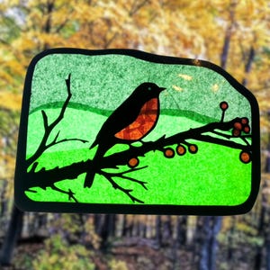 Waldorf Window Transparancy - Digital Template- Spring Robin