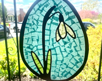 Waldorf Window Transparancy - Digital Template- Snowdrop Spring Easter Egg
