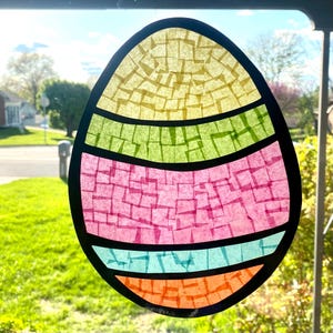 Waldorf Window Transparancy - Digital Template- Striped Easter Egg