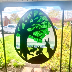 Waldorf Window Transparancy - Digital Template- Bunnies Spring Easter Egg