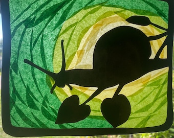 Waldorf Window Transparancy - Digital Template- Snail on a Branch