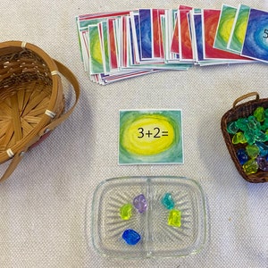 Addition Facts Flashcards Waldorf Watercolor Montessori Material Printable
