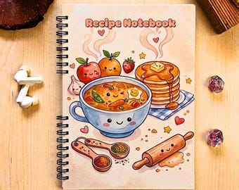 Kawaii Design Handmade  Cookbook - A5 Spiral Notebook Journal for Food Lovers