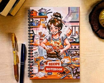 Manga Girl's Handmade Cookbook - A5 Spiral Notebook Journal for Food Lovers