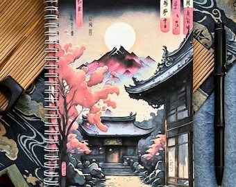 Japanese Mount Fuji Notebook – Handmade Pagoda Journal, Spiral (A5)