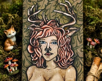 Druid Girl Handpainted A5 Journal: Original Art Canvas Notebook, OOAK Artist Gift