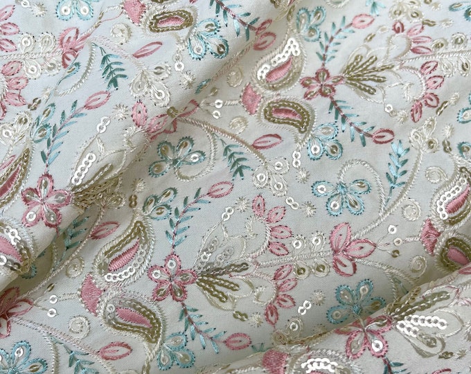 50OFF Ivory Embroidered Fabric, Dress Fabric, Gown, Bridal Wedding