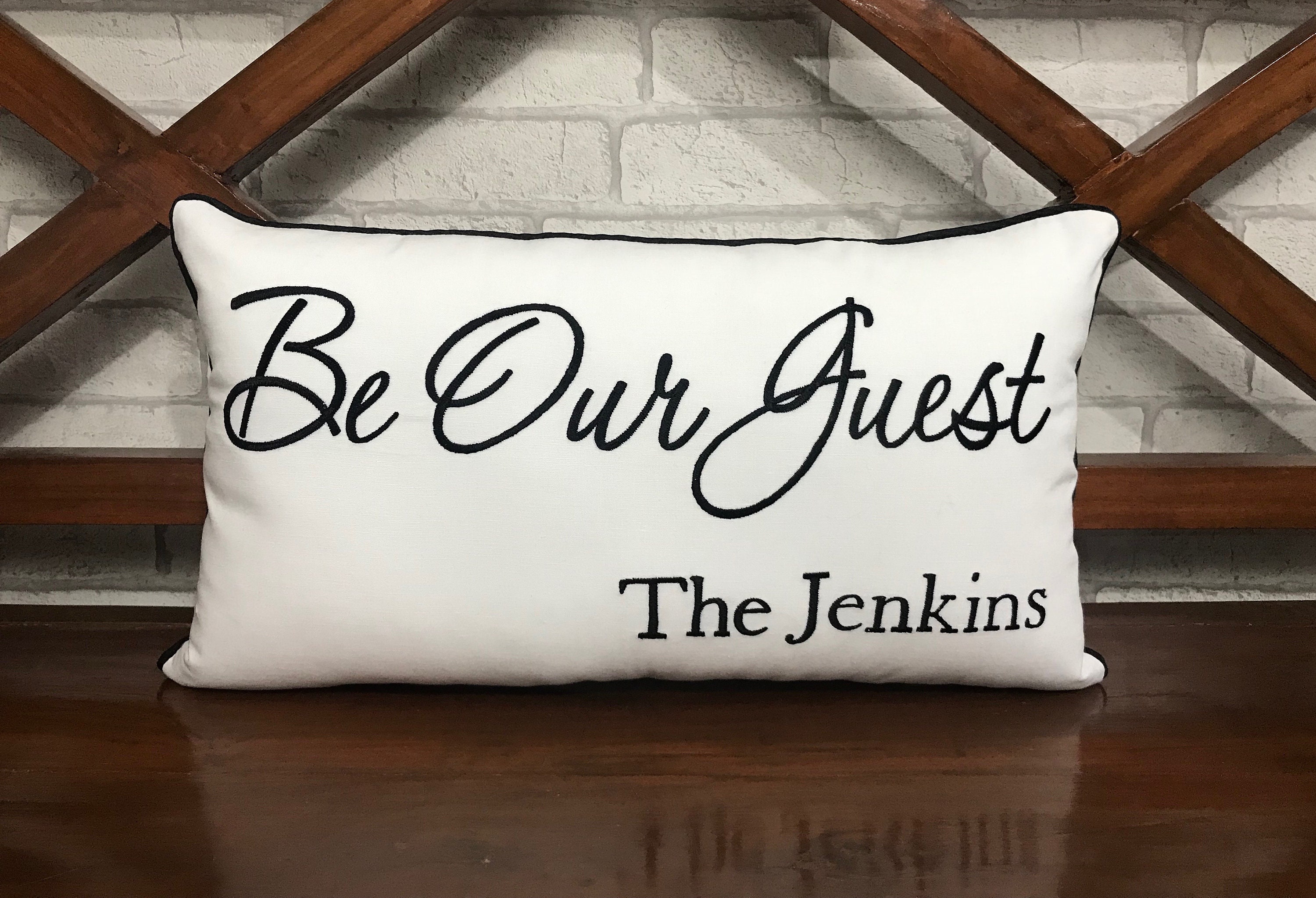 30% Off Be Our Guest Pillow, Embroidered Room Welcome Gift, Wedding, Occasion Decor, Room Décor, Gif