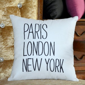 Paris, London, New York  30%OFF Sale Destination Throw Pillow Personalised Dorm Decor Travel Gift