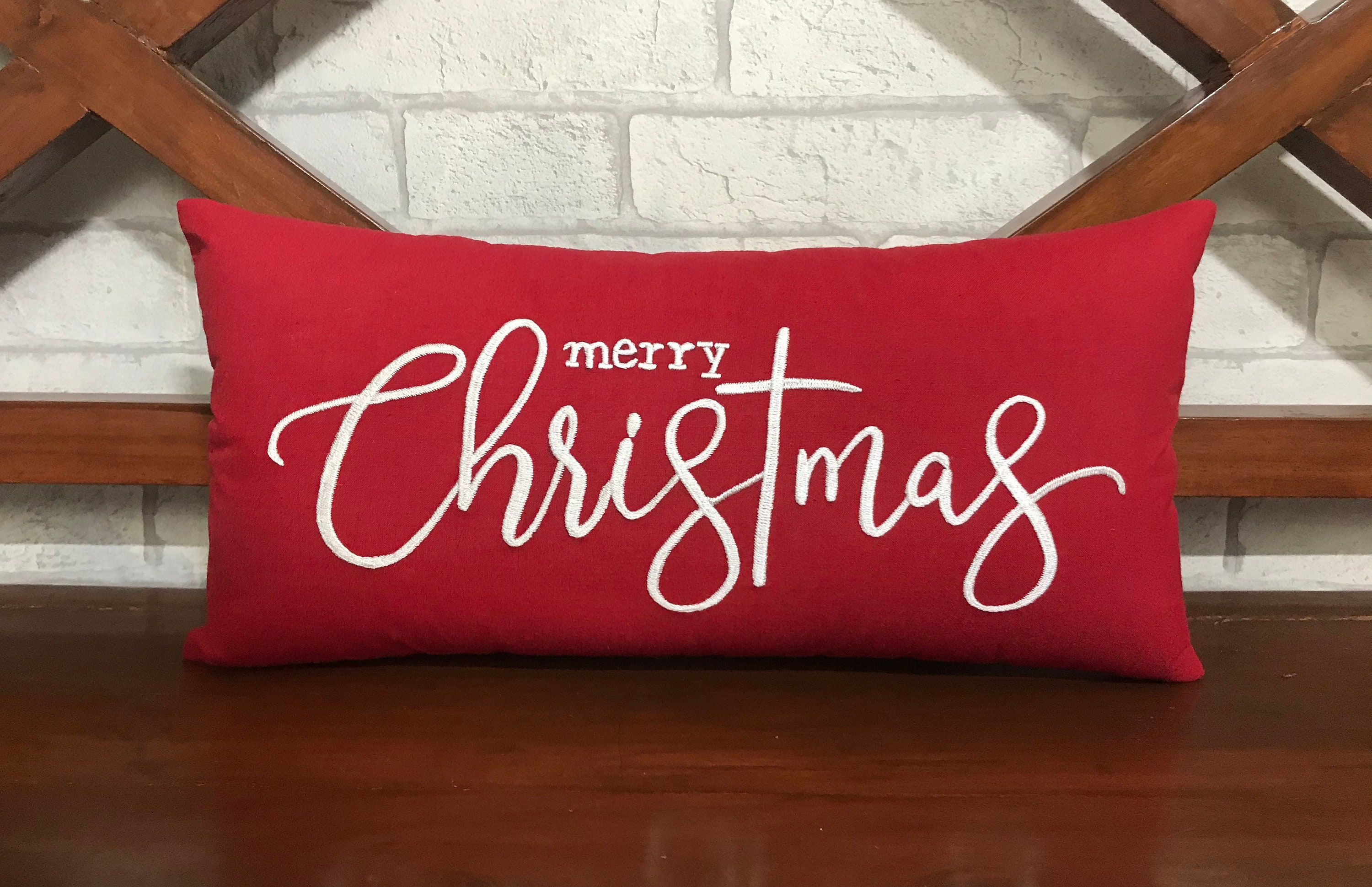 30% de Réduction Joyeux Oreiller Noël, Décorations Décor Rouille, Inspiré Rae Dunn, Décoration Vacan