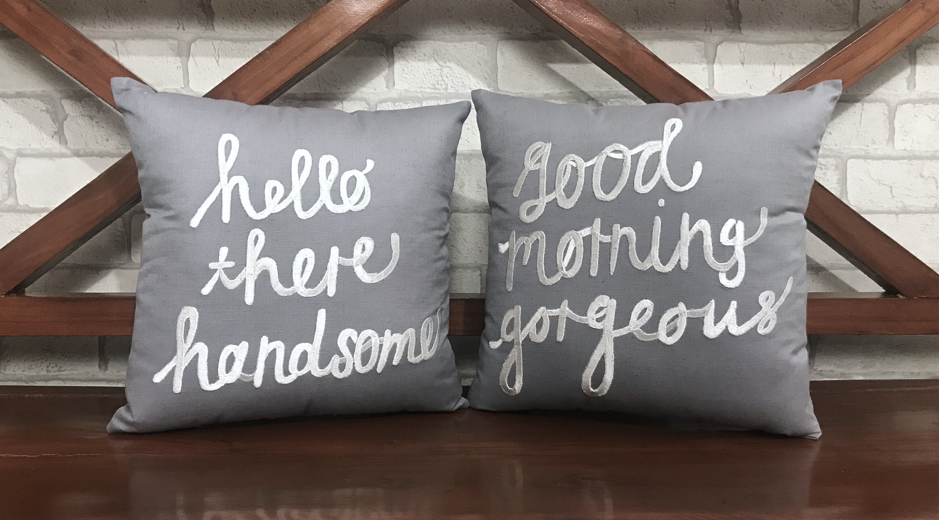 50%off His & Hers Oreiller Set Hello There Handsome Good Morning Gorgeous Pillow, Valentine, Couple,
