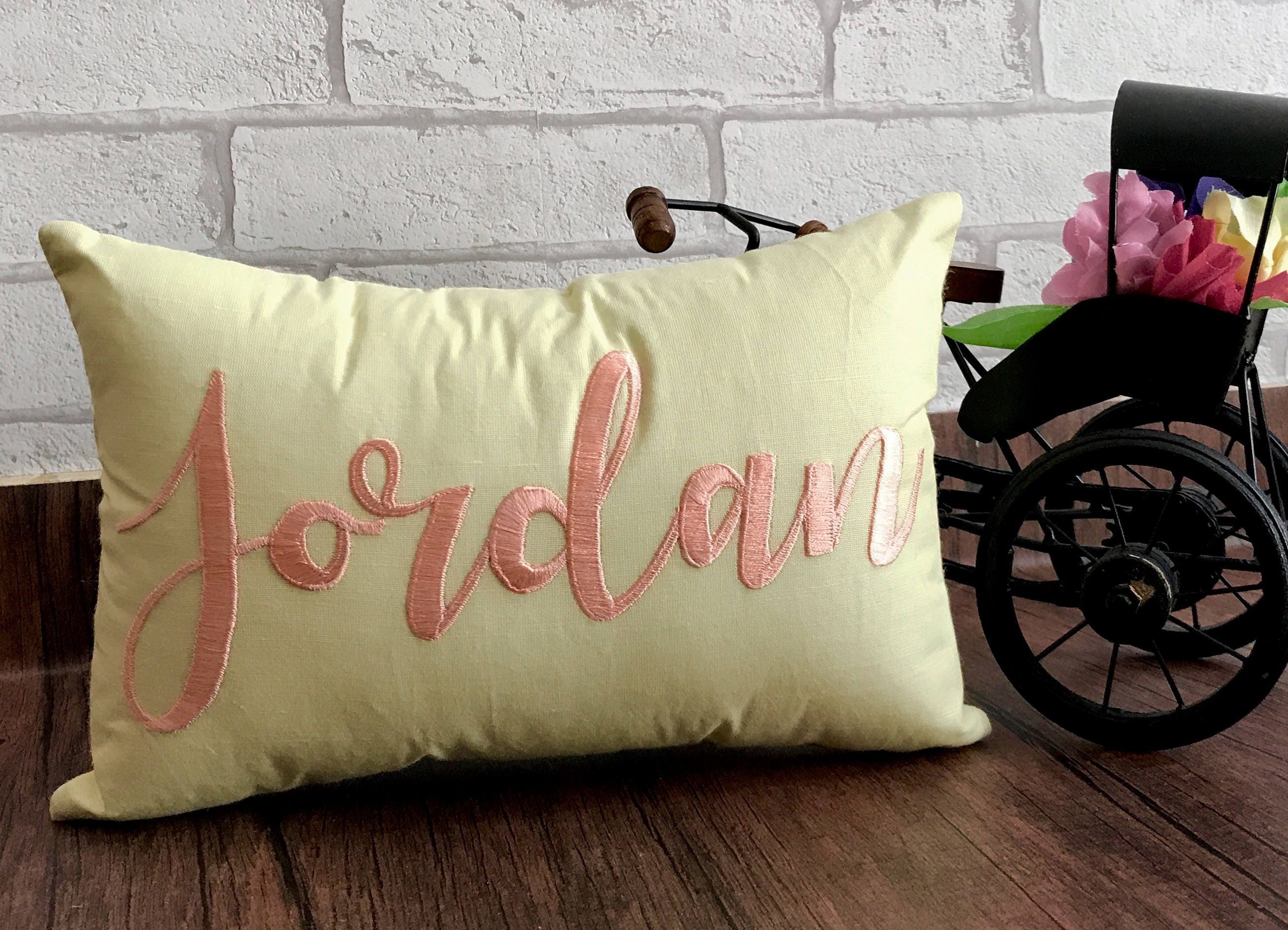 30 Sale Custom Name Hand Embroidery Pillow Personalised Kids Etsy