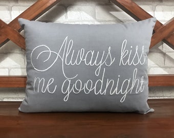 WONDERTIFY Throw Pillow Cover Case Always Kiss Me Goodnight Letting Quote Cushion Covers Couch Pillow 18x18 Inch 45x45 cm Soft Linen Pillow Case for Decorative Bedroom/Livingroom/Sofa/Farm House WONDERTIFY Throw Pillow Cover Case Always Kiss Me Goodnight Letting Quote Cushion Covers Couch Pillow 18x18 Inch 45x45 cm Soft Linen Pillow Case for Decorative Bedroom/Livingroom/Sofa/Farm House