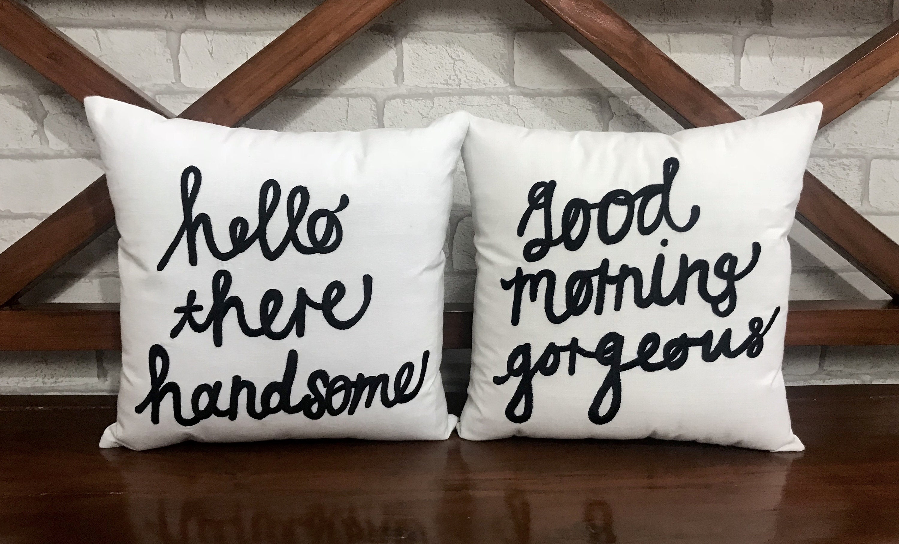 50% Vente Son et Le Sien M. mme Pillow Set Bonjour Il Beau Magnifique Couple, Mariage, Anniversaire,
