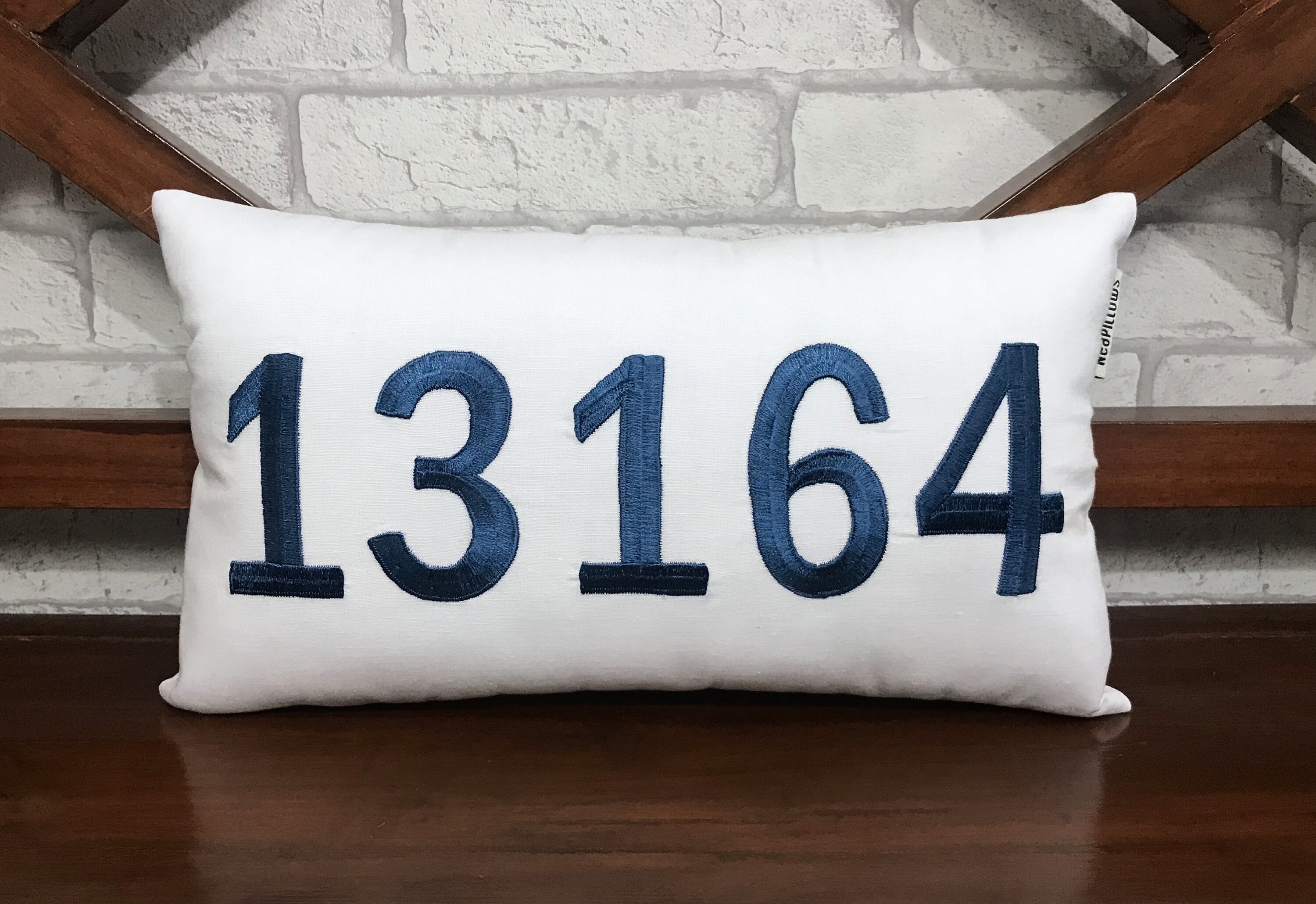 30%off Personnalisé Code Postal Oreiller | Personnalisé Dortoir Décor Cadeau Monogrammé Rustique à L