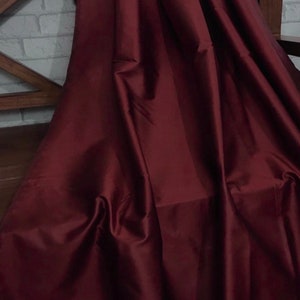 50% SALE Burgundy Taffeta Fabric, Dress, Costume Apparel Fabric,Indian Poly Silk Fabric By The Yard/Meter, Cut in a continuous length TSF07
