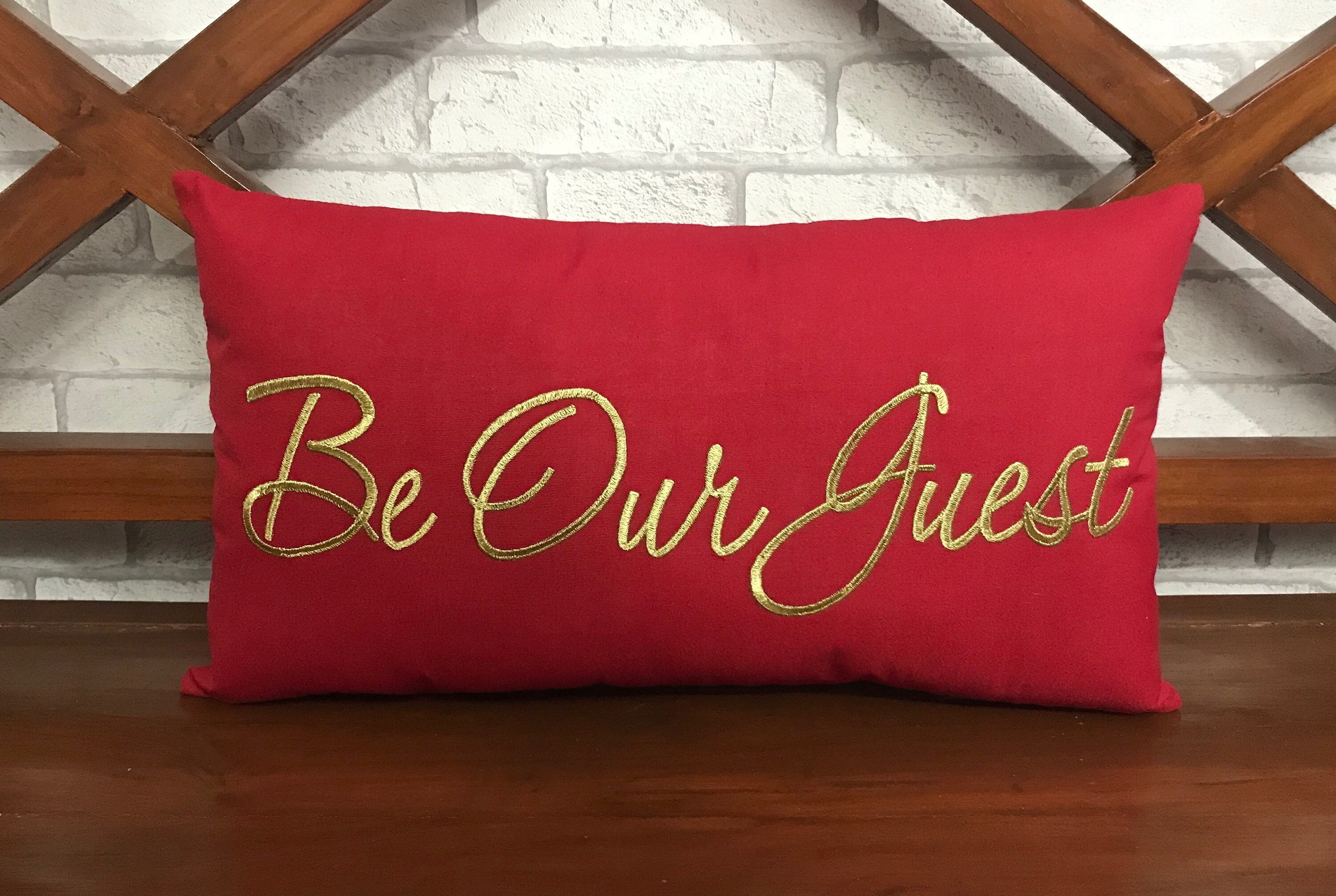 30% Off Be Our Guest Pillow Cushion Lumber Embroidered Room Welcome Gift Wedding Ceremony Decor, Hol