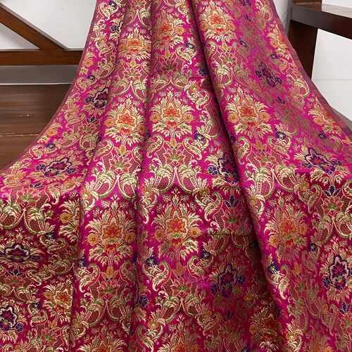 Pink Brocade PINK GOLD Floral Brocade Fabric 60 In. Sold by the Yard - Etsy