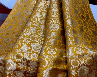 50% SALE Indian Brocade fabric Yellow And Gold Bridal Brocade Fabric NFAF305 Wedding Indian brocade Brocade fabric by the yard 50% SALE Indian Brocade fabric Yellow And Gold Bridal Brocade Fabric NFAF305 Wedding Indian brocade Brocade fabric by the yard