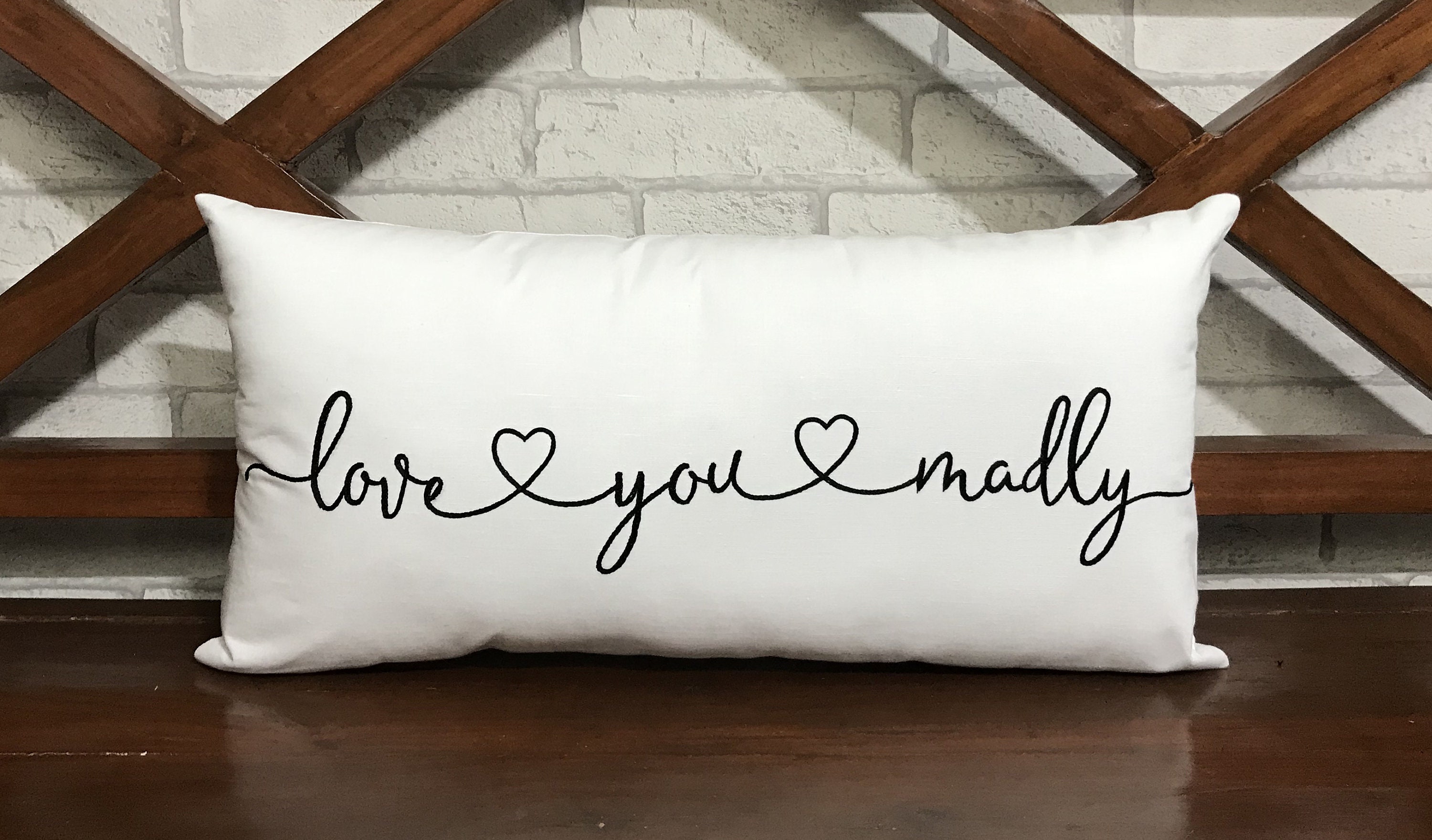 50% Vente Love You Madly Oreiller, Valentine Cushion Pillow, His & Hers Pillow, Newlywed Couple Wedd