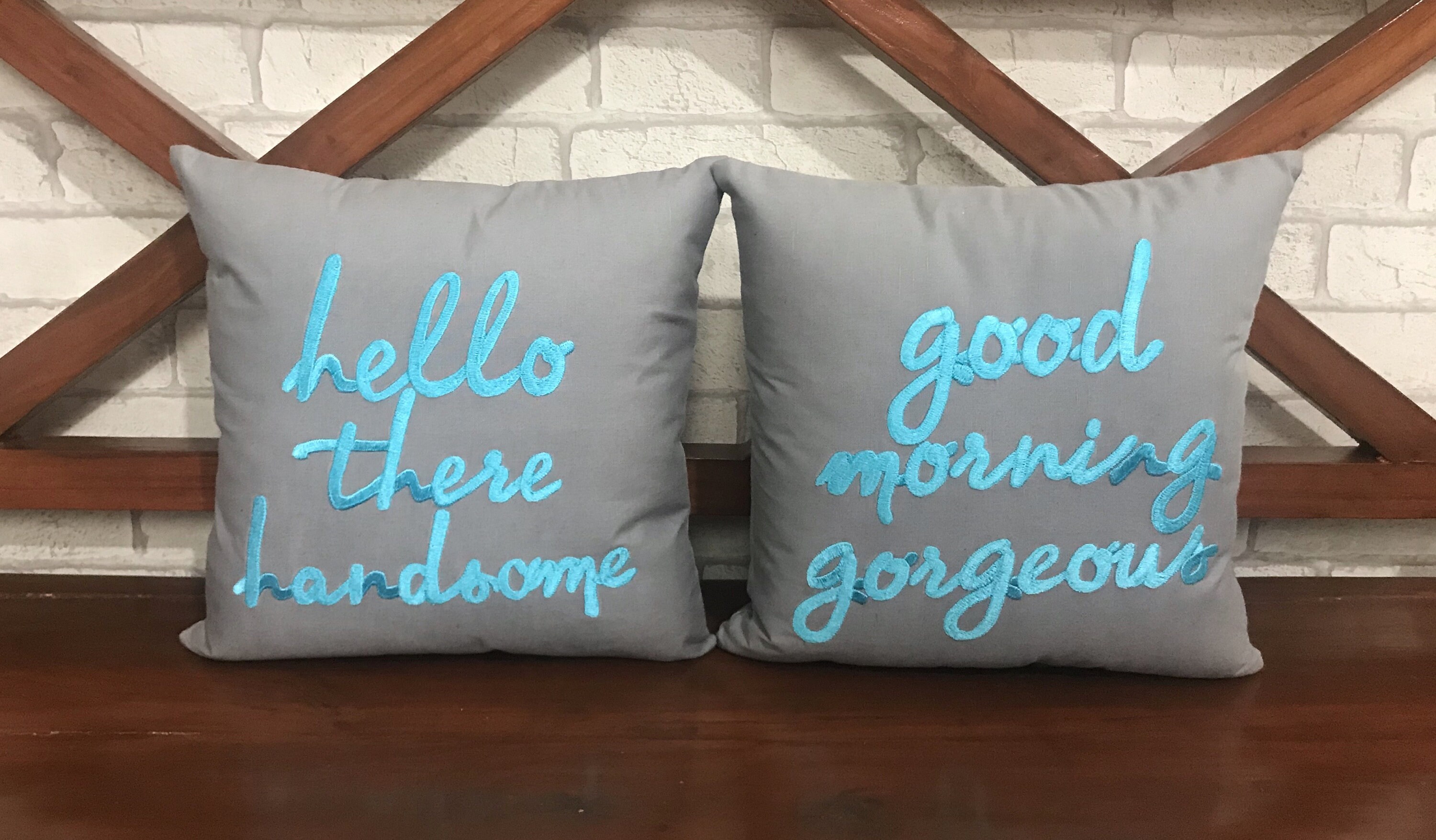 50% Vente Son et Le Sien M. mme Pillow Set Bonjour Il Beau Magnifique Couple, Mariage, Anniversaire,