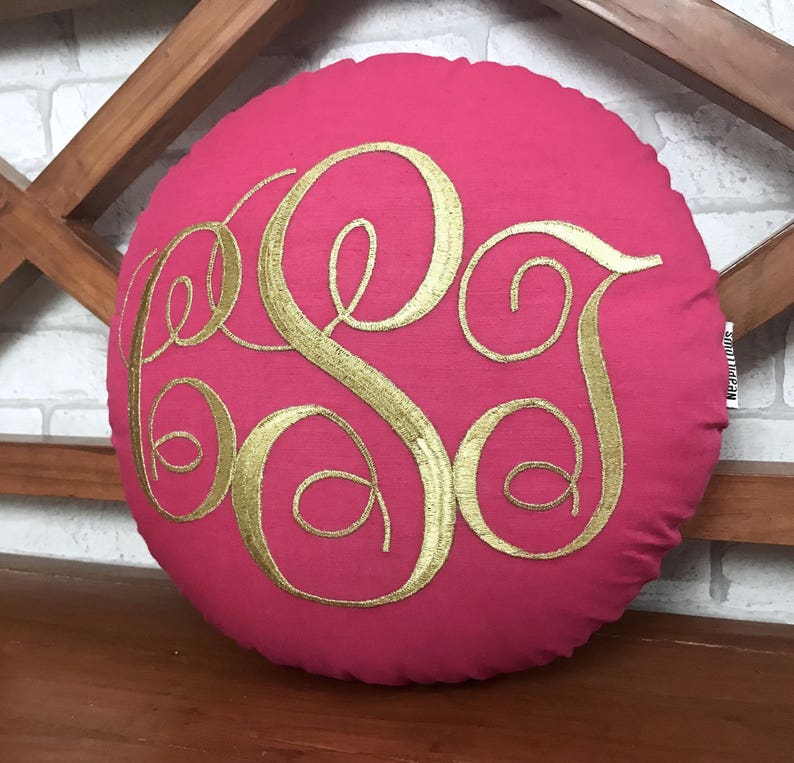 30 sale Monogram Round Circular Pillow Decorative Pillow Etsy