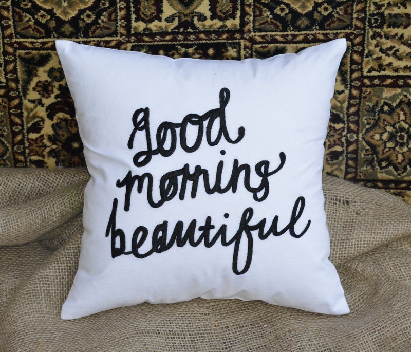 30% Vente Good Morning Beautiful Cushion Pillow, Cover, Couple, Valentine, Wedding, Love Gifts, Orei