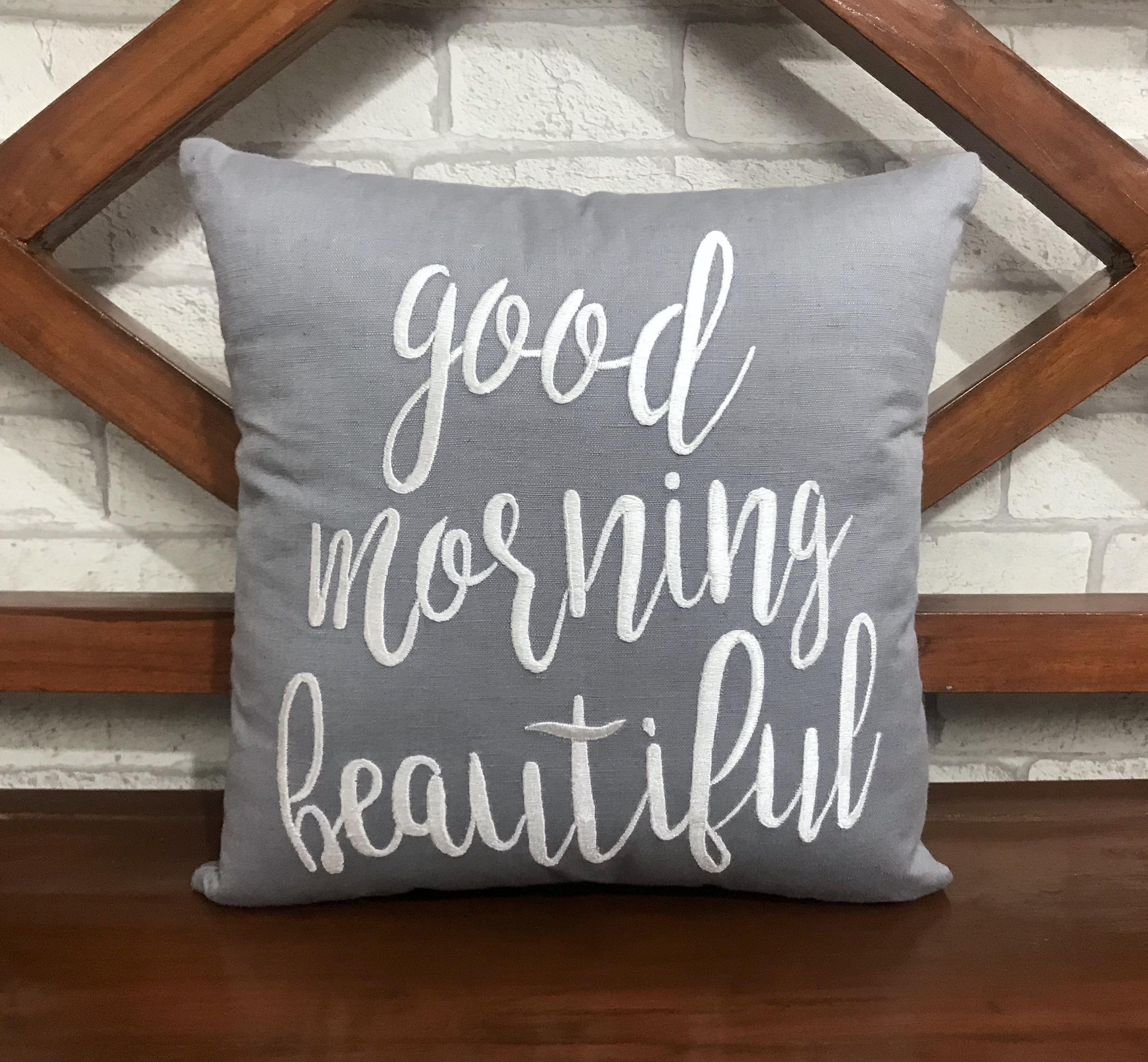 30% Off Good Morning Beautiful Embroidery Pillow, Personnalisé, Chambre Enfants, Dortoir Décor, Anni