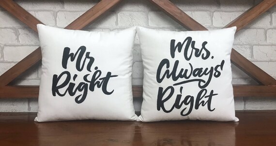 30 Off His And Hers Pillow Mr Right Mrs Always Right Etsy