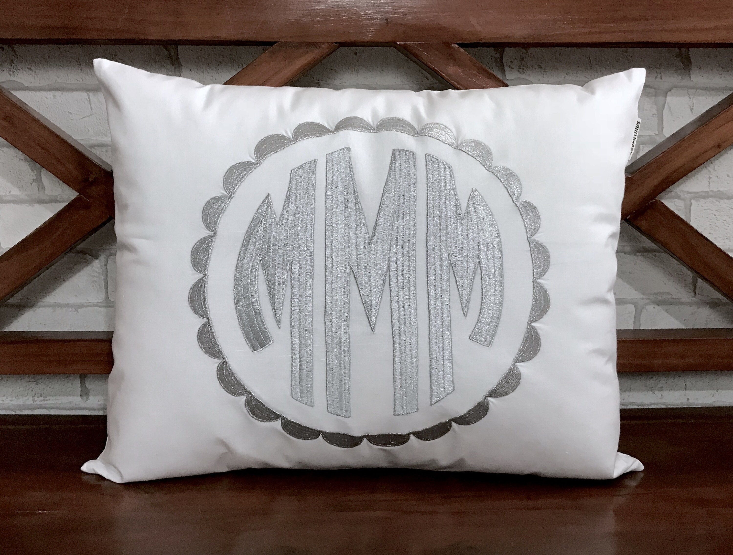 30% Off Monogram Hand Embroidery Beads Pillow, Personalized, Dorm Decor, Baby, Housewarming, Wedding
