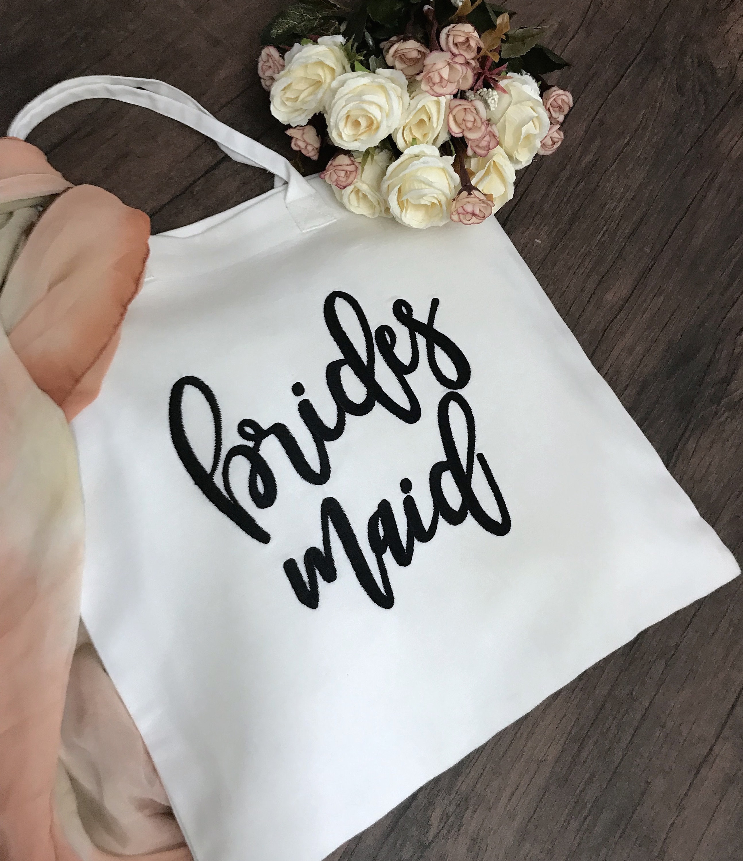 50% de Réduction sur Le Sac Tote Brodé La Demoiselle d'honneur, Cadeau Des Amis, Pour L'escouade Mar