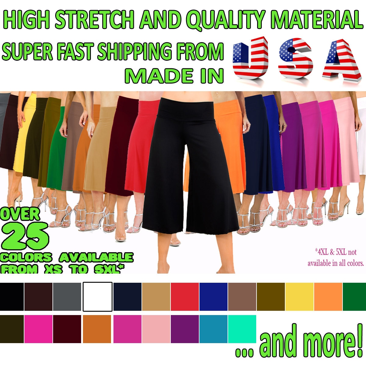 Flowy and Comfy Women's Capri Gaucho Pants. 25 colors available.