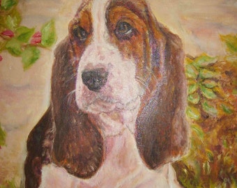 Beagle. From my Original Oil Painting. Folded Greeting Card 8"x6" Blank for your own message.