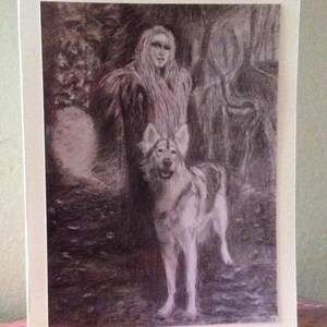 私のオリジナルの鉛筆画から描いた、7"x5" のドルイド グローブ グリーティング カード。