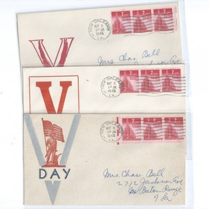 V-E Day World War II  Victory and Liberation Day Patriotic &quot; V &quot; Cover Postmarked New Orleans La May 8, 1945