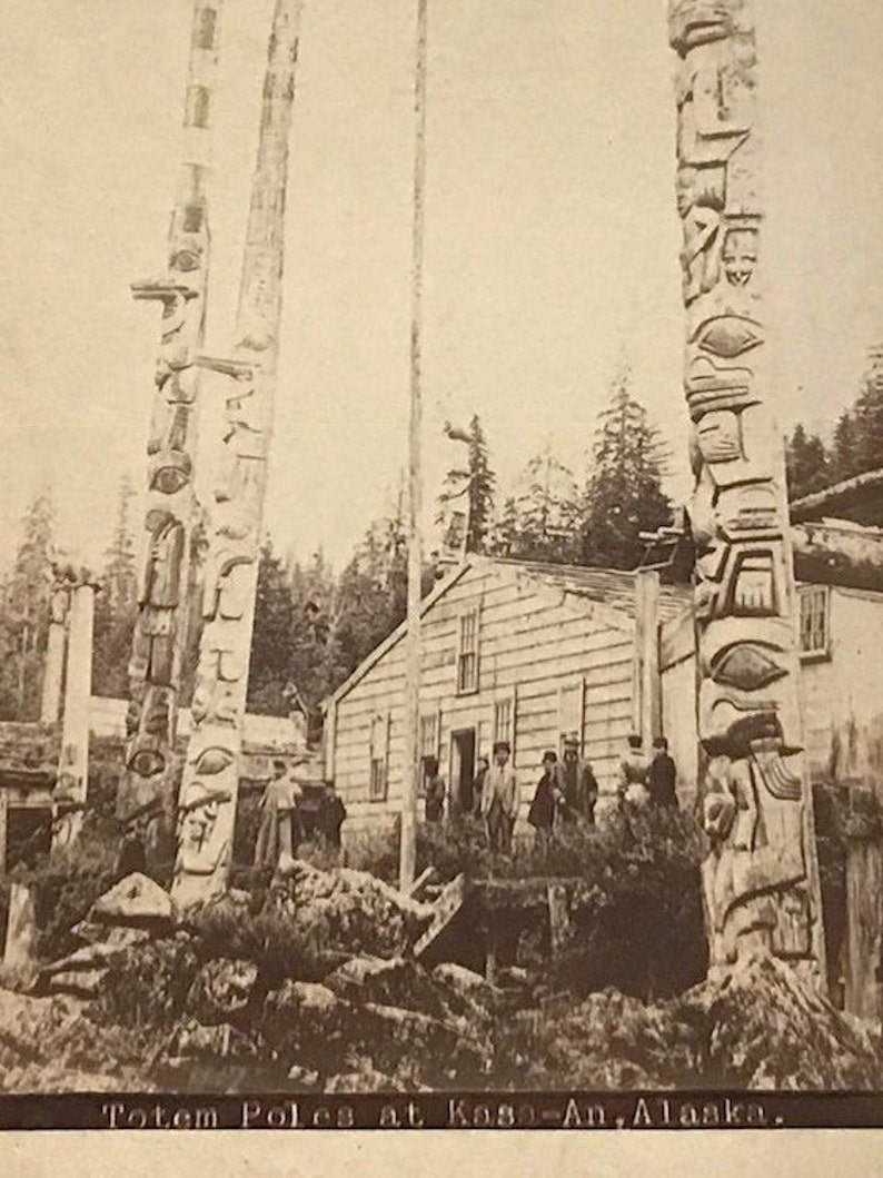 Frank La Roche Boudoir Card " Totem Poles at Kasa-an, Alaska " Albumen ...