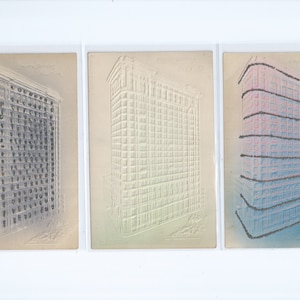 71 Broadway, NYC Empire Building, New York - Group of 3 Airbrushed Embossed / Glitter Postcards Unused ca. 1908