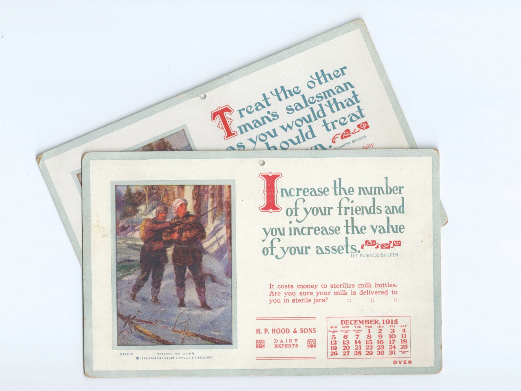1915 1916 BROWN & BIGELOW Calendar Advertisement H. P. Hood Etsy