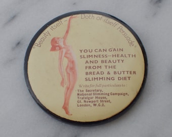 Vintage 1930's Handbag Mirror Advertising National Slimming Campaign UK
