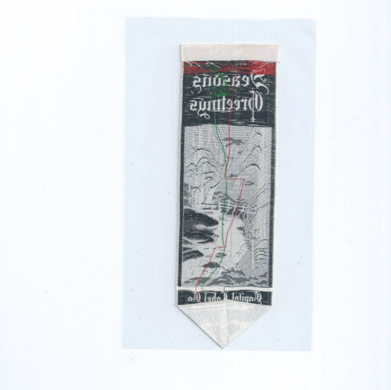 1948 SEASONS GREETINGS Bookmark Woven Silk Label By Capital Label Co.
