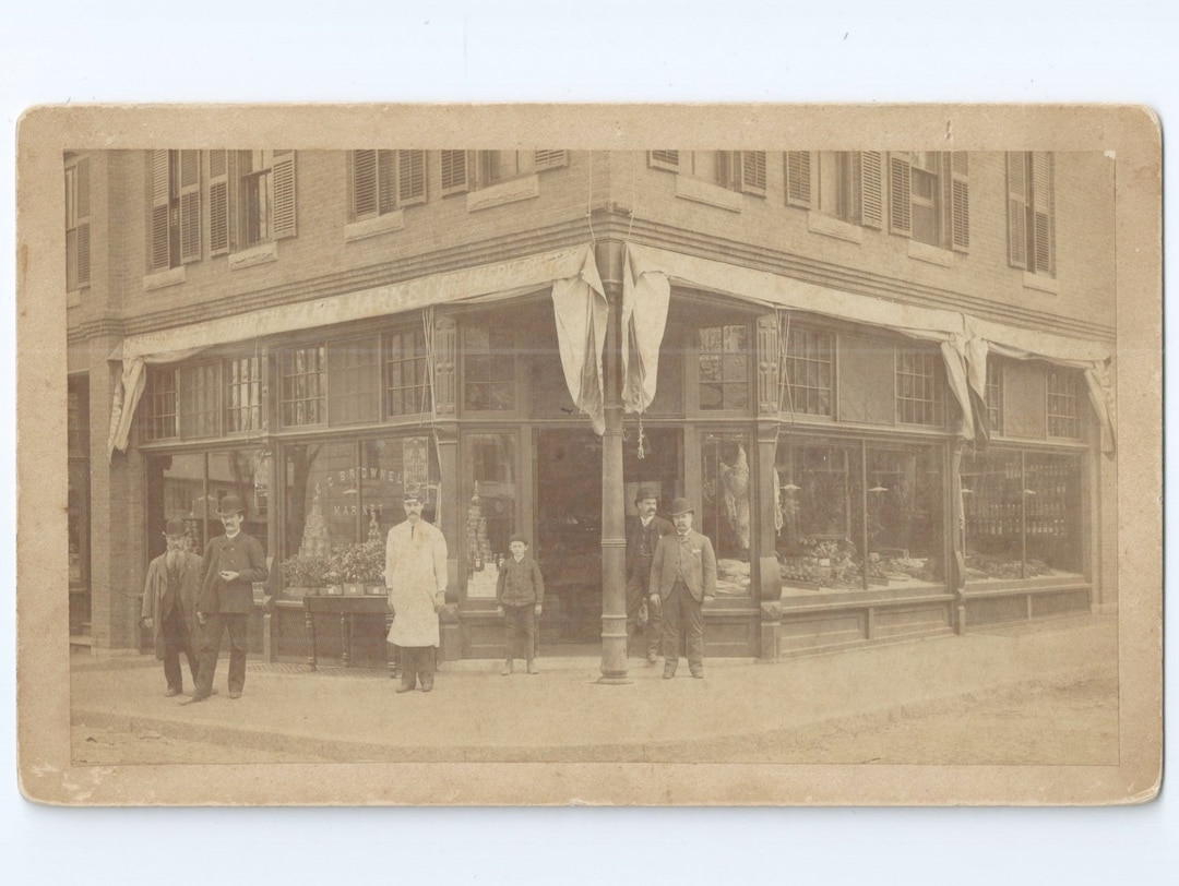 1890s New Bedford MA EC Brownell's Market 210 Elm St Old Fourth Ward Retail Store Front 4 1/2 X