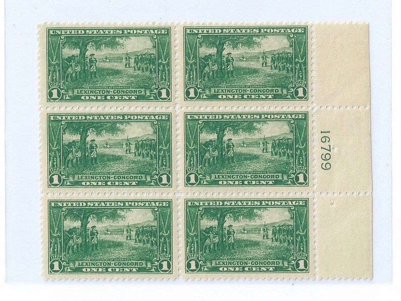 1925 Lexington Concord Issue U.S. Postage Stamps Honoring the Etsy