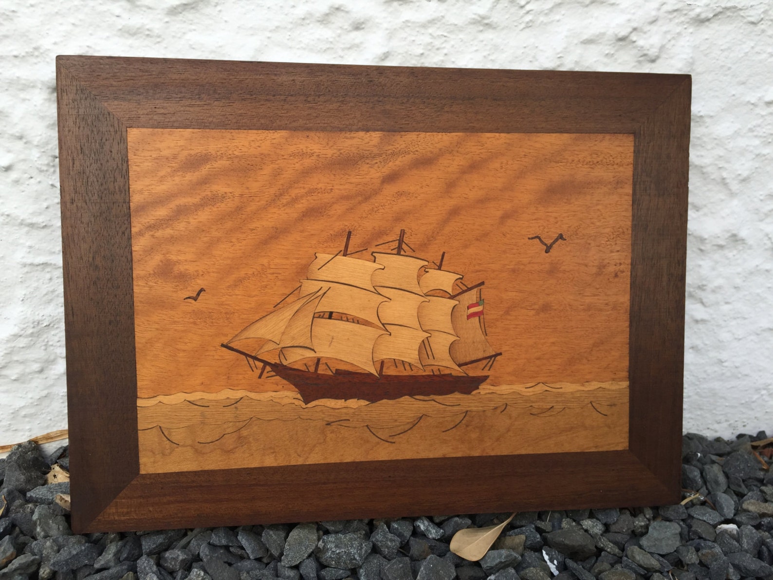 Ship Inlay Wood Inlay Ship Wall Hanging Plaque 6 Different Types of Woods Listed ...
