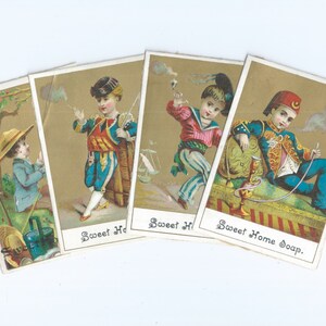 Sweet Home Soap Trade Cards Advertising Trade Cards ca 1880s - 4 Different Cards