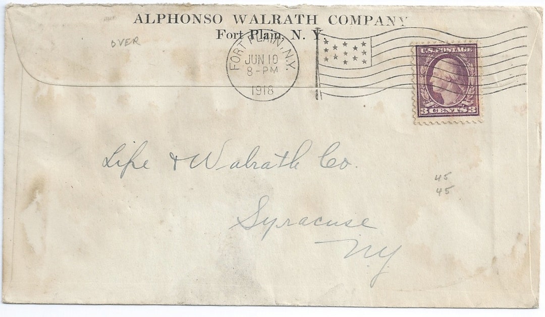 1918 Lipe Shop Syracuse, Addressee, on United States Tires Allover Advertising Cover, Return Address, Alphonso Walrath Company Fort Plain NY