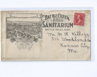 The Battle Creek Sanitarium, Battle Creek Mich.  Advertising Cover, Addressed to F W Kellogg, 13 Star Flag Machine Cancel Jul 1901 Pop Tarts