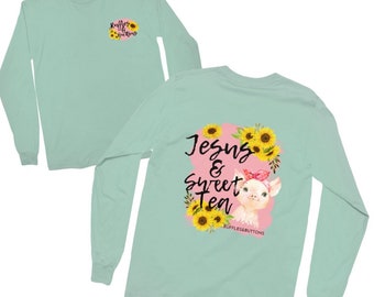 Southern tee, preppy shirt, graphic T-shirt, ladies top, gift for her, country chic, scripture shirt, Jesus and sweet tea